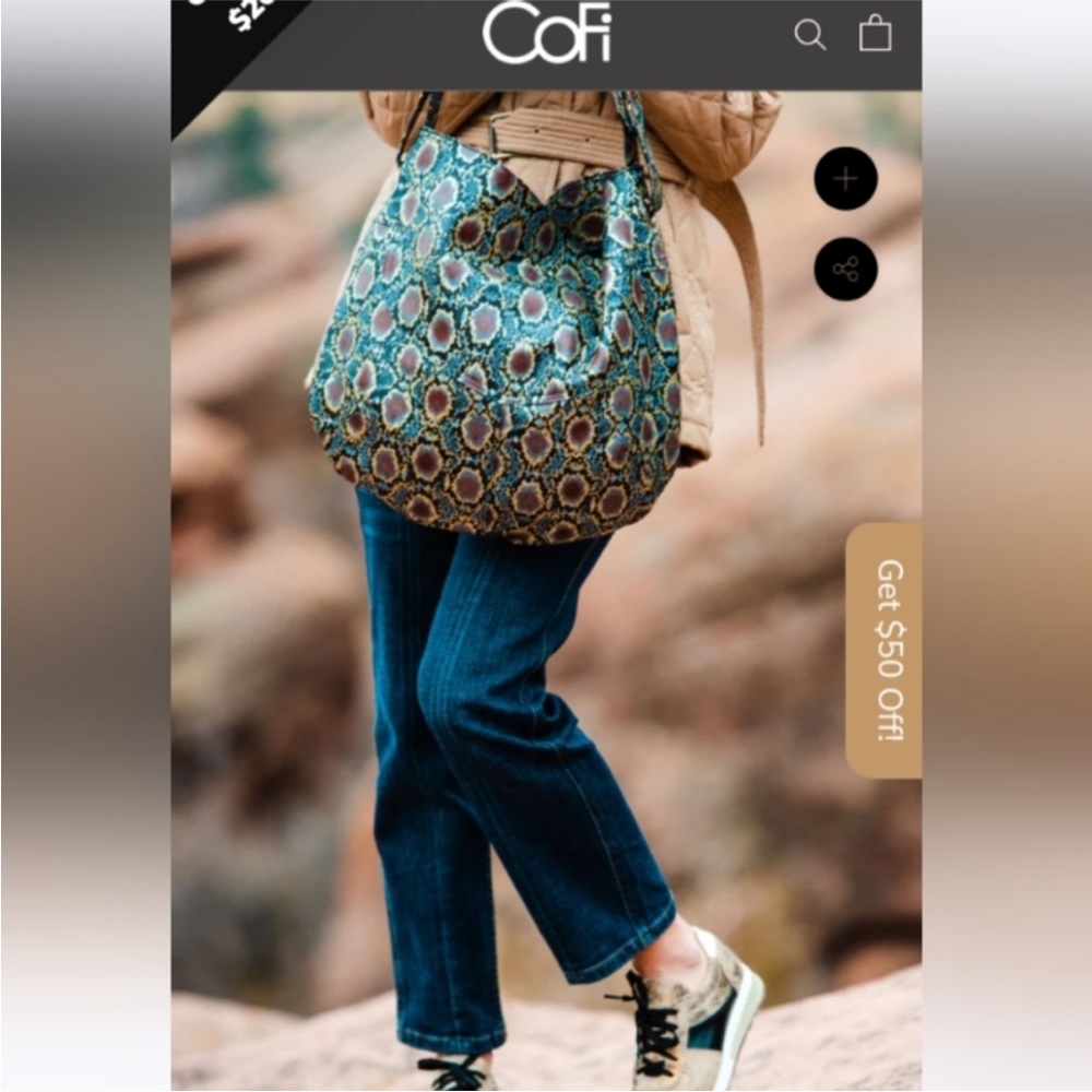 Cofi Diana leather snakeskin metallic gold peacock hobo tote bag lk new - Picture 8 of 8